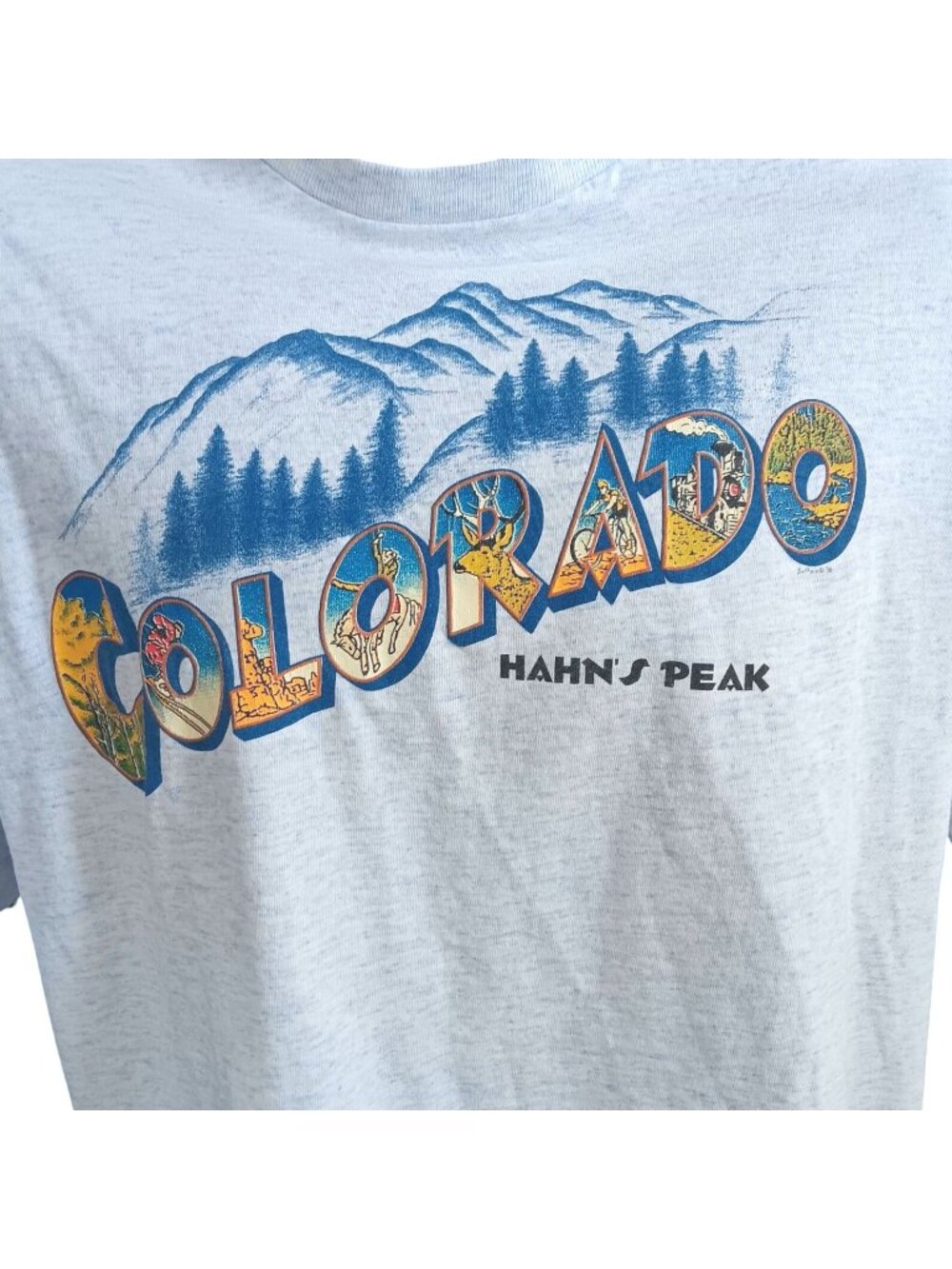 Colorado Hahns Peak Vintage Men's XL T-shirt Mountain Cal Cru 1990's USA Heather